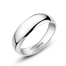 Nuevo anillo abierto de plata de ley 999, anillo de plata brillante para hombre y mujer, anillo abierto Simple de plata de ley para hombre