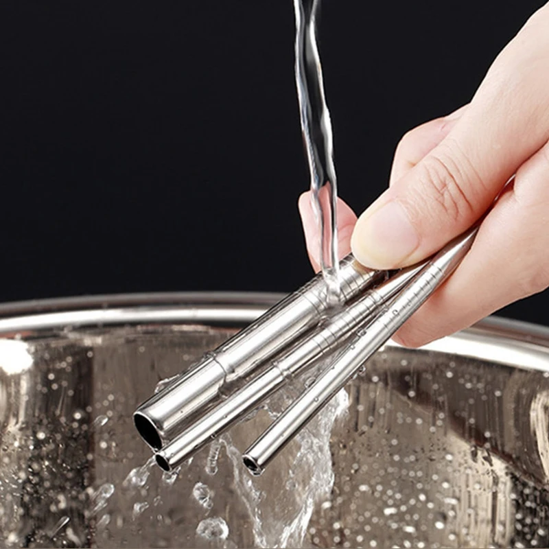 100 шт Металлические соломинки можно использовать повторно 304 трубы из нержавеющей стали для питьевой воды 215 мм x 6 мм изогнутые соломинки и 50 прямых соломинок