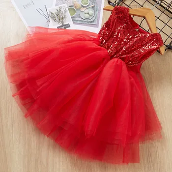 

Sequins Princess Girls Dress Kid Baby Girl Tulle Wedding Evening Party Dresses Child Prom Dress New Year Costumes Clothing