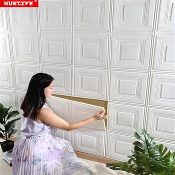 

Wallpaper self-adhesive 3d stereo wall stickers roof ceiling foam stickers waterproof living room bedroom decoration wallpaper