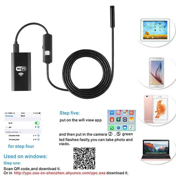WiFi беспроводной 8,0 мм 720P USB эндоскоп 12345678 водонепроницаемый для Laprtop, телефона, телефона ПК ноутбука 3,5 м кабель
