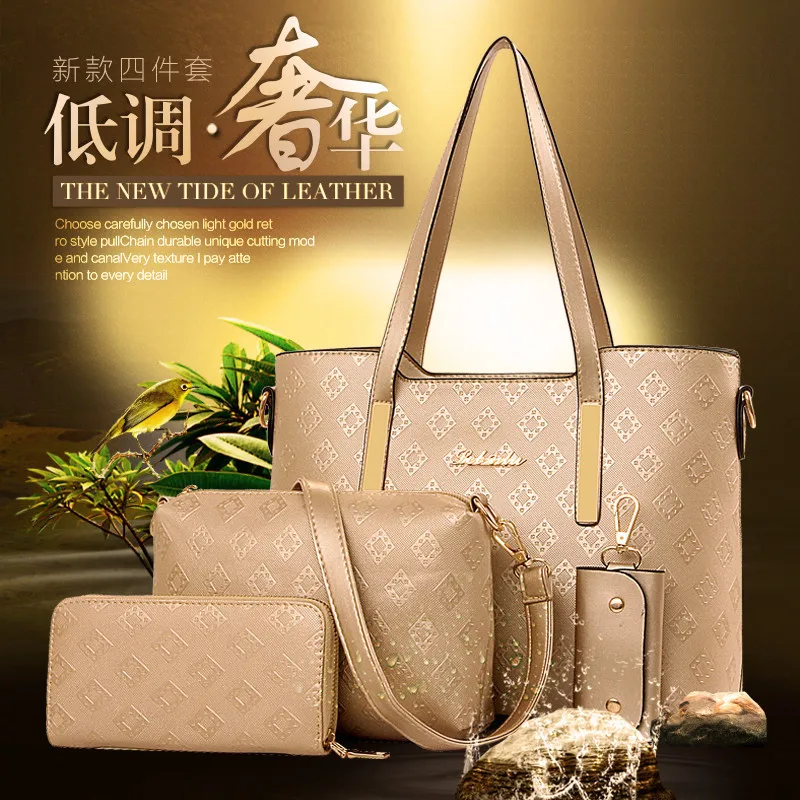 

2016 New Style Europe And America WOMEN'S Bag Embossed Women's Different Size Bags Handbag Fashion New Style Shoulder Four-piece