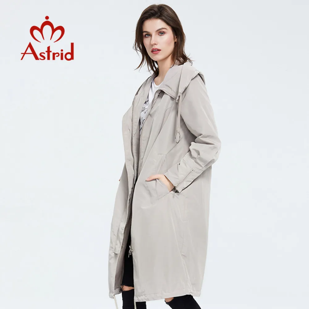 Astrid 2020 новый весенний модный длинный плащ с капюшоном высокое качество городская