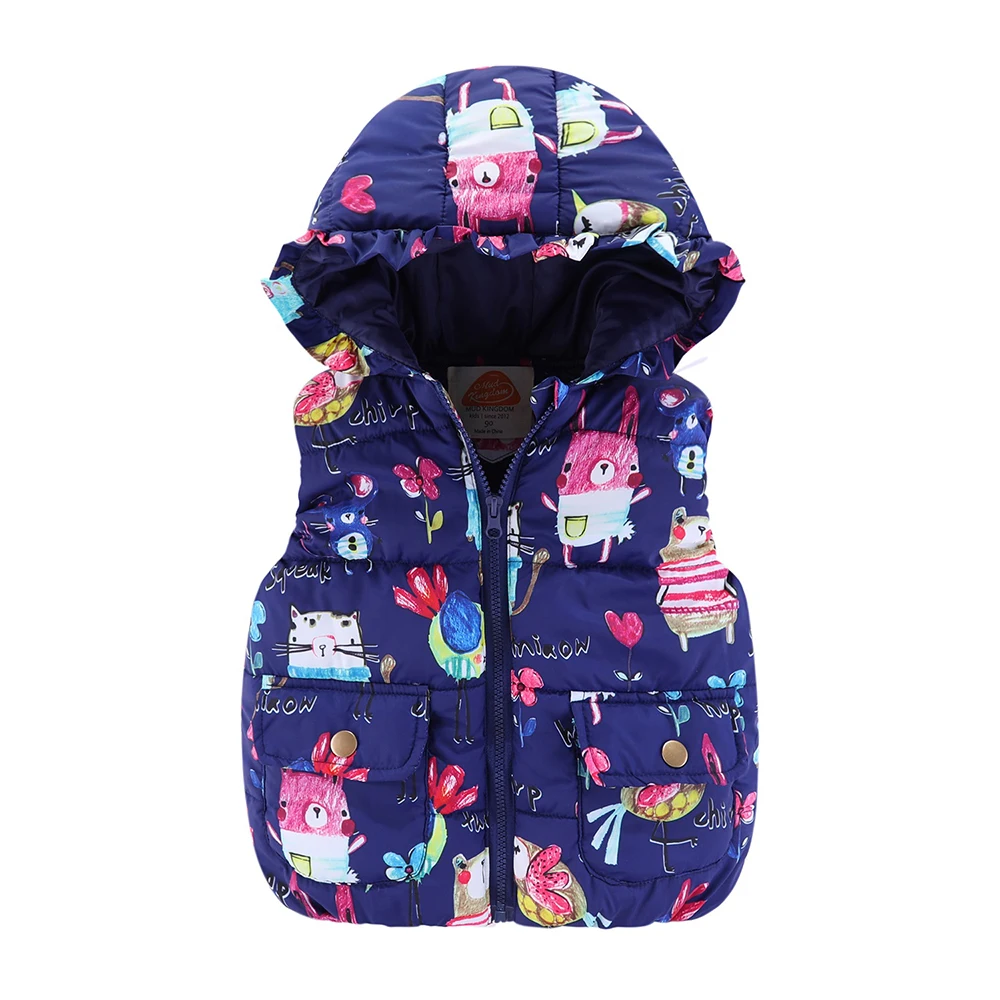 Girls Hooded Vest Sleeveless Wool Vest Jacket Cartoon Print Coat Kids Warm Cashmere Outwear Clothes children vest
