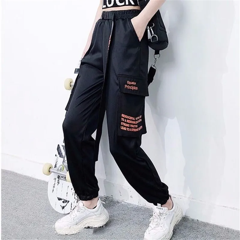 

Korean Style Ulzzang High Waist Solid Loose Harem Pant BF Women Jogger Sweatpants Casual Cargo Trousers