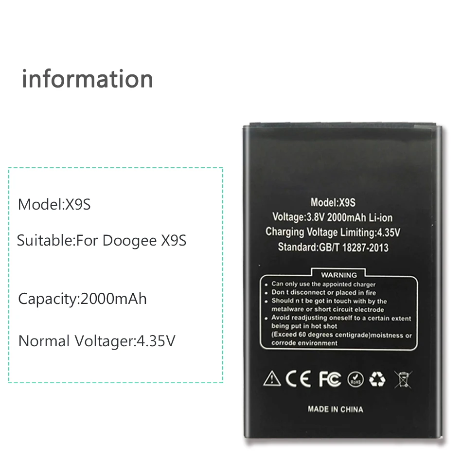 Аккумулятор Для DOOGEE X9 pro BAT16533000 Batterie Bateria Batterij Аккумулятор Для DOOGEE X9 X9S 5,5 дюймовый мобильный телефон 2000 мАч