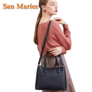 

San Maries Women Handbag Genuine Leather Tote Bags Luxury Women Shoulder Bags Ladies Leather Handbags Women Fashion Bags