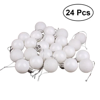 

24pcs Christmas White Pink Ball Ornaments Tree Decorations for Holiday Happy Wedding Party Chrismas Tree Ball Decoration