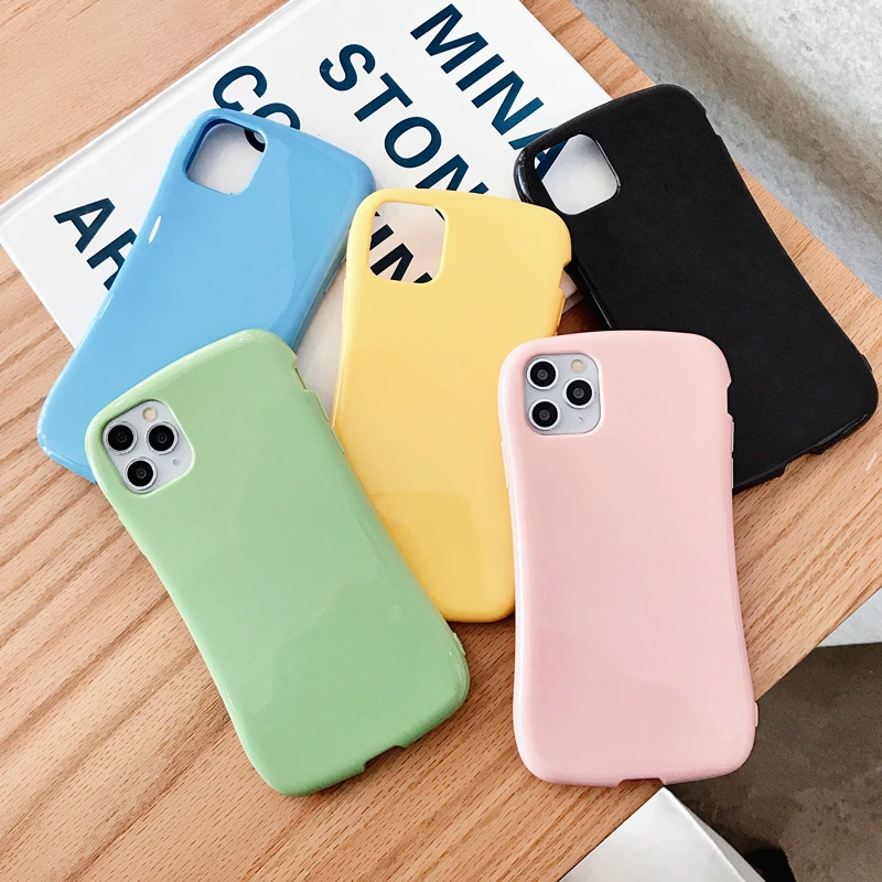 

Solid color mobile phone case for iphone 11pro max glossy xs xr small waist 6s 7 8 plus personality new soft shell