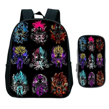 

Children Dragon Ball Backpack 2pcs Set Kids Cool Goku Kindergarten School Bag Anime Bookbag Start School Gift(Rucksack Pen Bag)