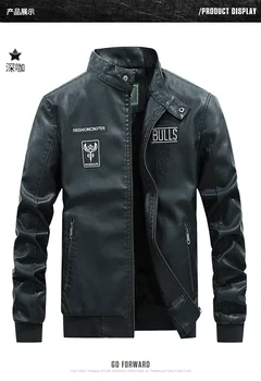

New spring and autumn relaxed large size trend stand collar leisure youth Motorcycle Jacket