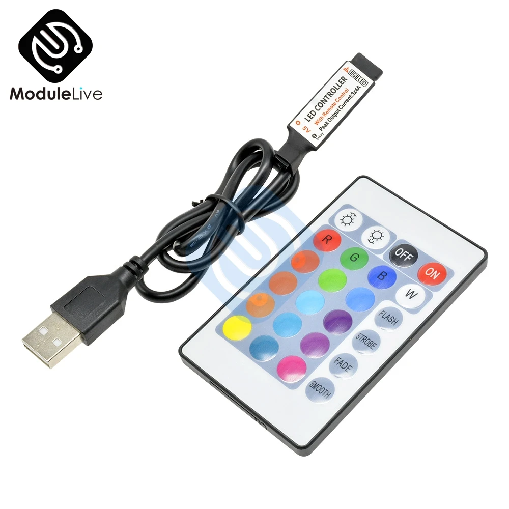 DC 5V 12V RGB контроллер USB ИК RF Wi-Fi и дистанционным управлением Беспроводной USB Светодиодные ленты света 3/17/24 клавиши для RGB SMD 3528 5050 Светодиодные ленты инструменты