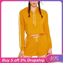 Женский спортивный костюм, женская спортивная одежда, Женский пуловер с капюшоном, толстовка, топы+ шорты, спортивная одежда, повседневные комплекты#3