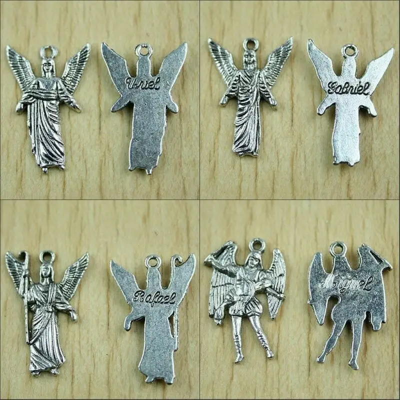 20pcs/lot tibetan silver Mixed archangel charms (7 archangels) 24x14mm