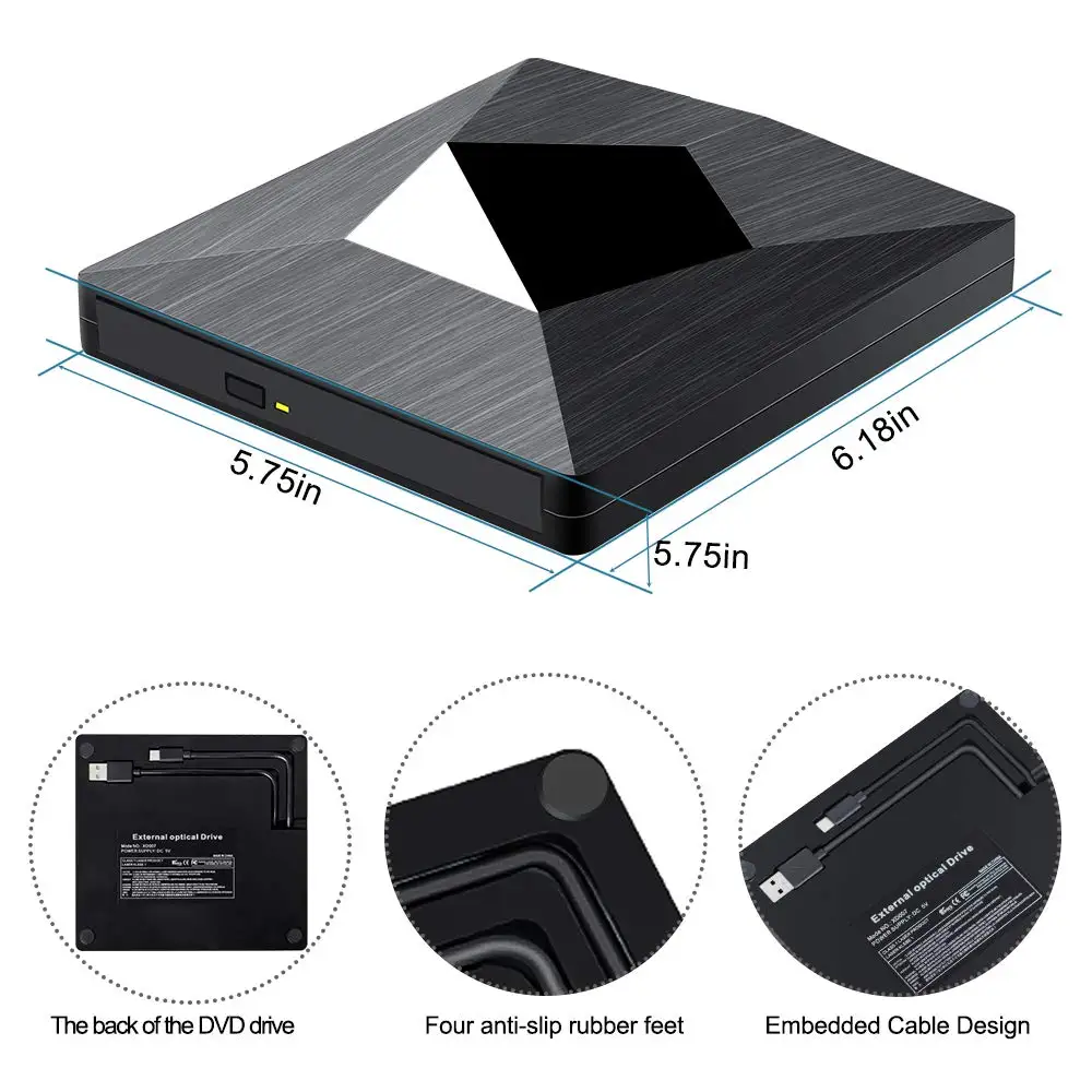Тип C USB3.0 Внешний DVD привод DVD/CD RW рекордер портативный плеер+ водонепроницаемый герметичный квадратный Внешний оптический привод сумка