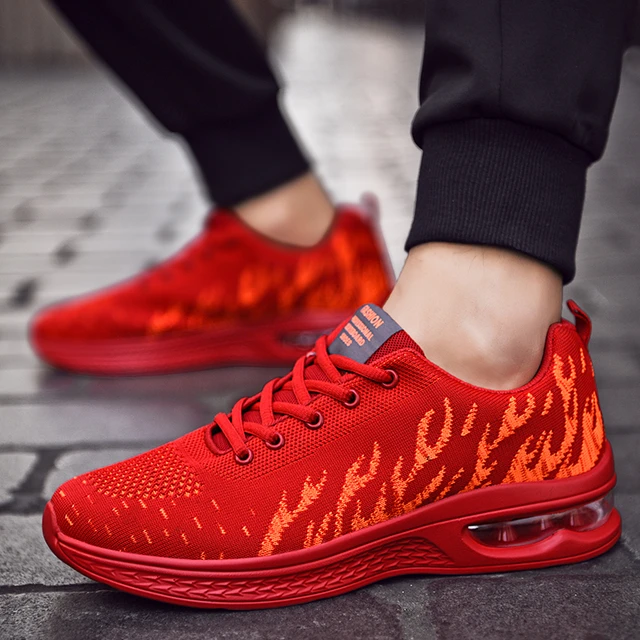 Autunno Trend scarpe da corsa da uomo rosse cuscino d'aria Sneakers comode  traspiranti maratona palestra scarpe sportive uomo tènis masculino -  AliExpress