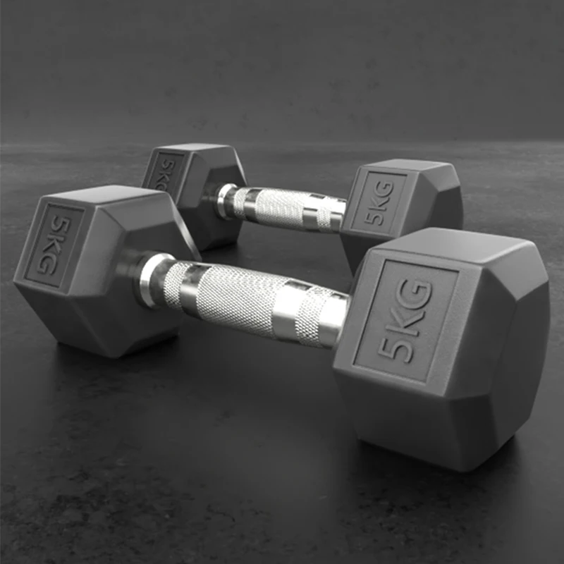 Six Corner Fixed Dumbbells Men with Rubber Cover for Fitness Bodybuilding (Single)