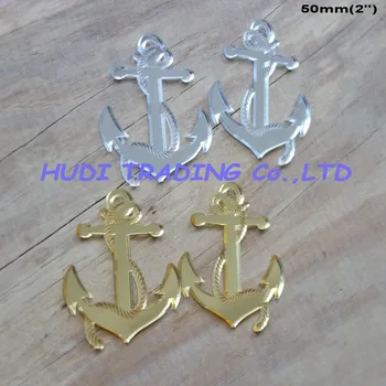 

(8pcs/lot) 50mm Acrylic Anchor Earrings Ornaments Gold & Silver Mirror Laser Cutout 2.0" -AC1396AKO