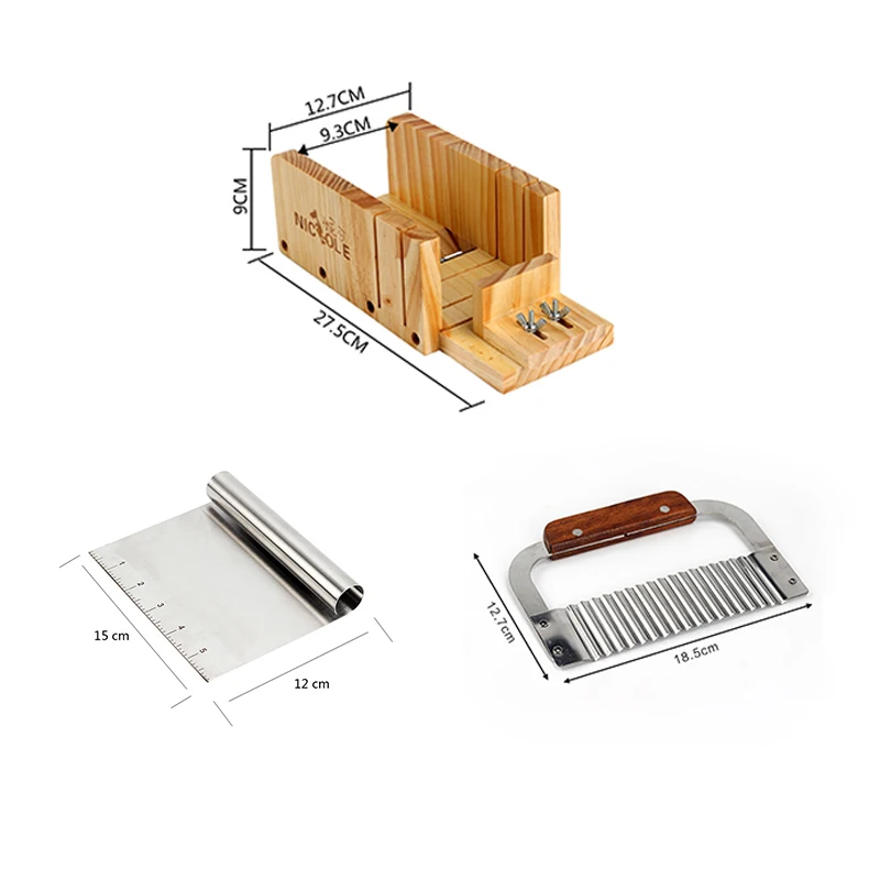 Набор инструментов для изготовления мыла Nicole-4 силиконовые формы для мыла с деревянной режущей коробкой и 2 фрезы из нержавеющей стали