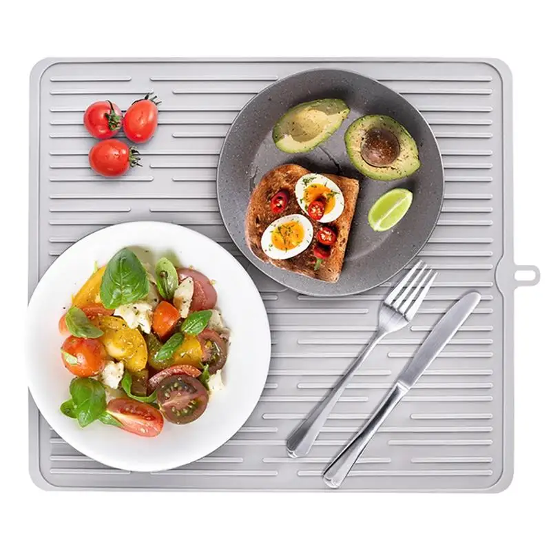 

Kapmore Large Dish Drain Pad Water Filter Silicone For Kitchen Counter Fast Drying Mat Dishes Placemat Dishwasher Safe