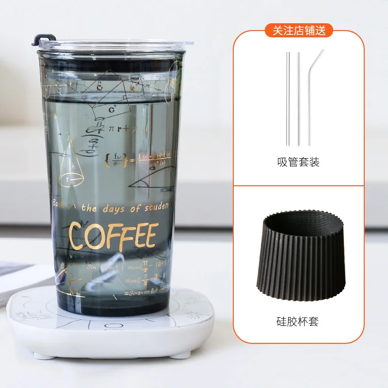 Heat Resistant Glass Cups Large Simple Creative Oversized Math Cold Drink  Cup With Lids And Straws Breakfast Mug Tasse 550ml C - Glass - AliExpress