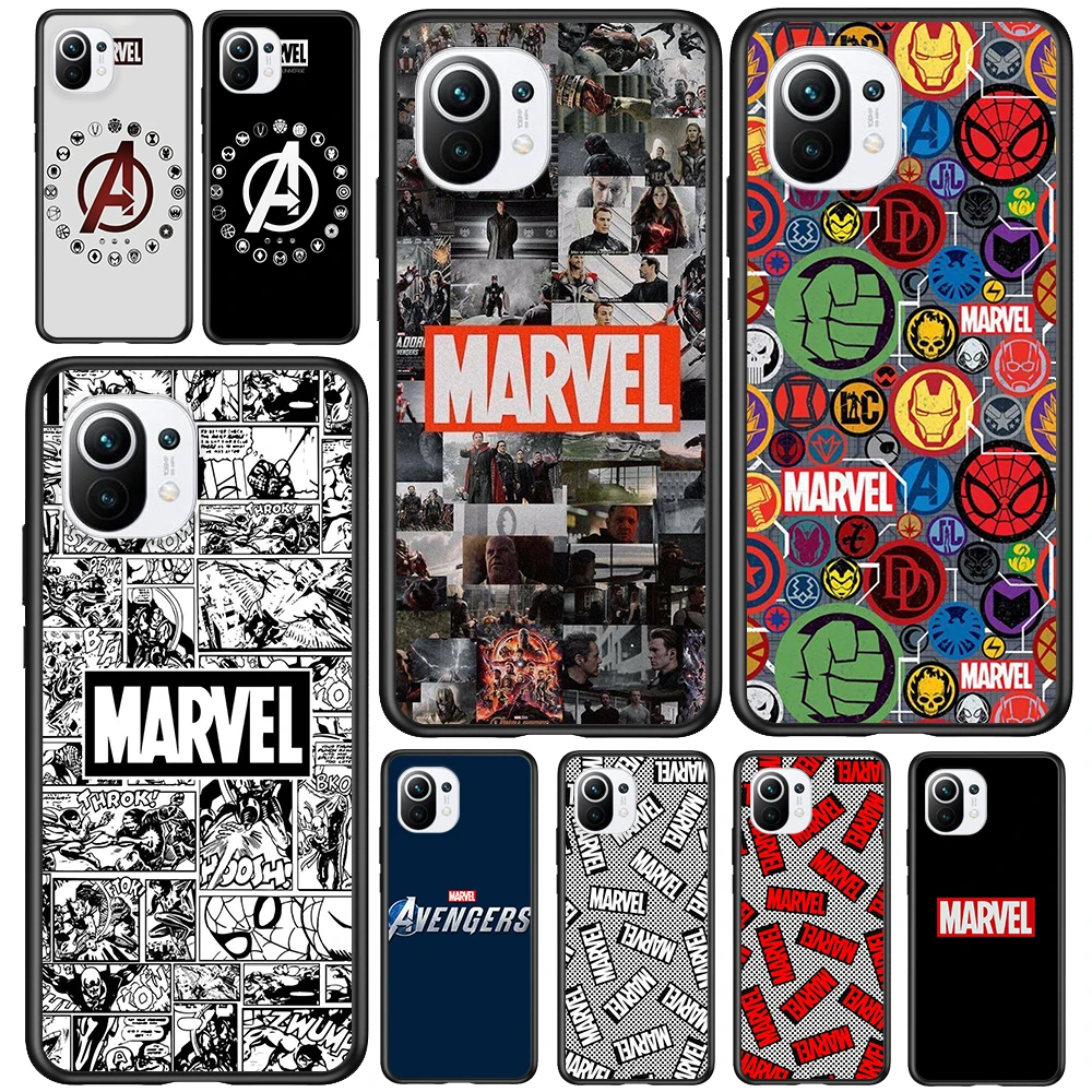 Soft TPU Marvel Logo Avengers For Xiaomi Mi 11i 11 10T 10 9T 9 A3 8 Lite CC9 SE Note10 Ultra Pro Black Phone Case | Мобильные