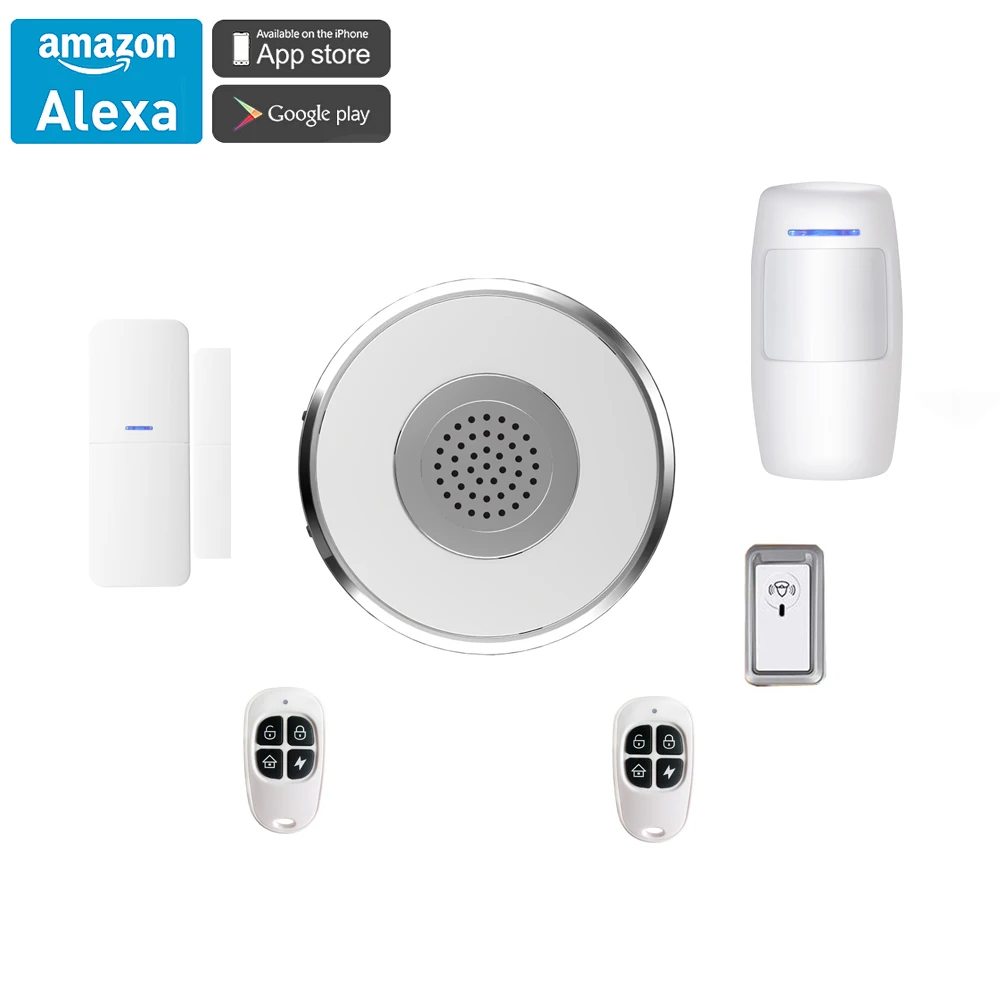 

Smart Tuya WiFi Security Alarm System for Alexa Google Home Security Hub Door Window Sensor PIR 2Key Fob Door Transmitter Button