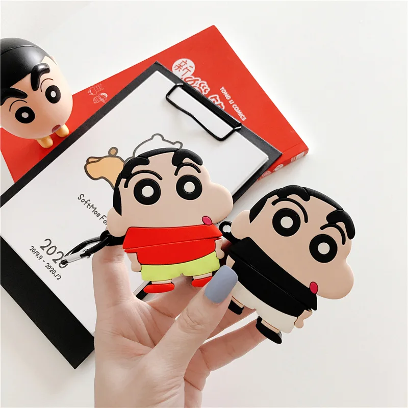 

3D Fruit Banana Cartoon Cute Anime Crayon Shin-chan Silicone Earphone Case For Apple Airpods1 2 Case Cover Funda For Earpod Case