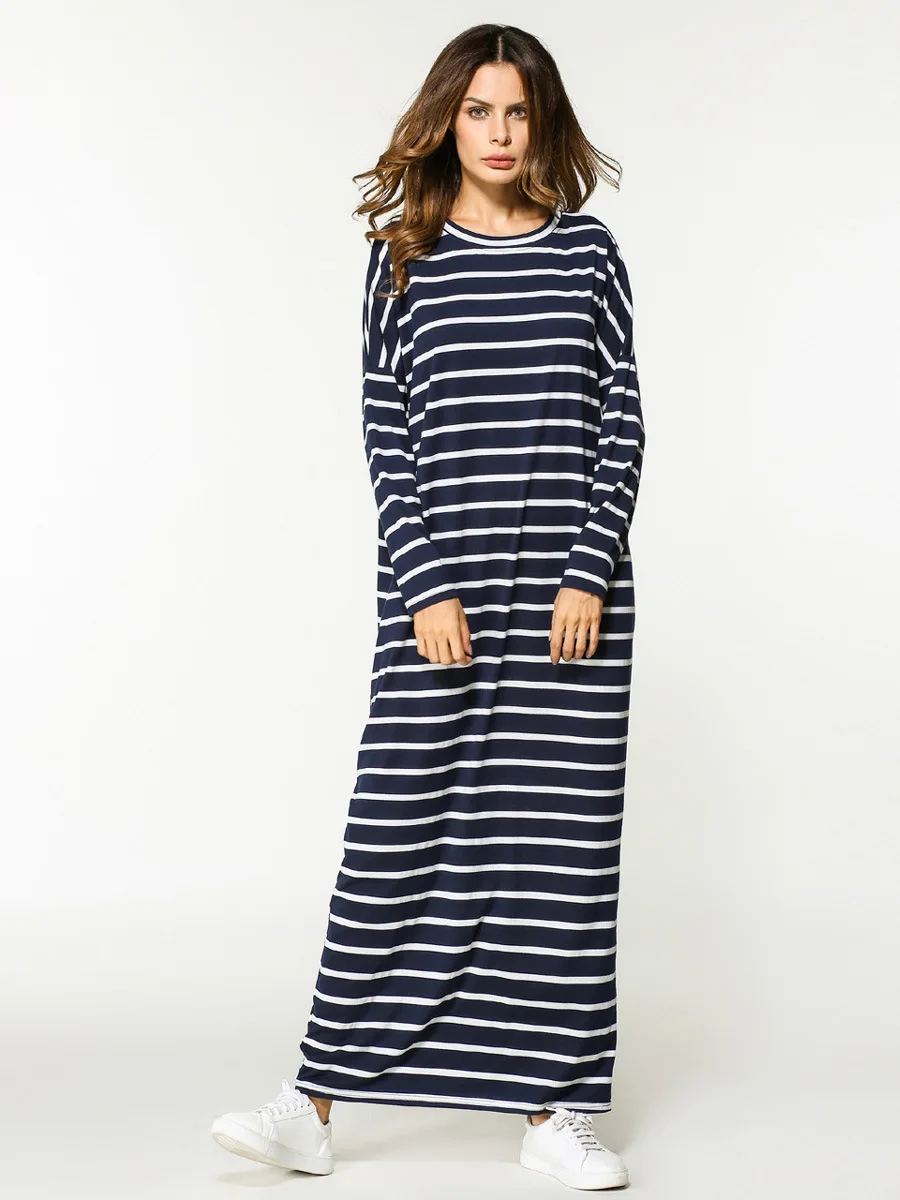 Femme Robe 2020 Women Ethnic Striped Long Dress Muslim Evening Hijab Dress Gamis Muslim Wanita Arabic Turkey Islamic Abaya Dress Islamic Clothing Aliexpress
