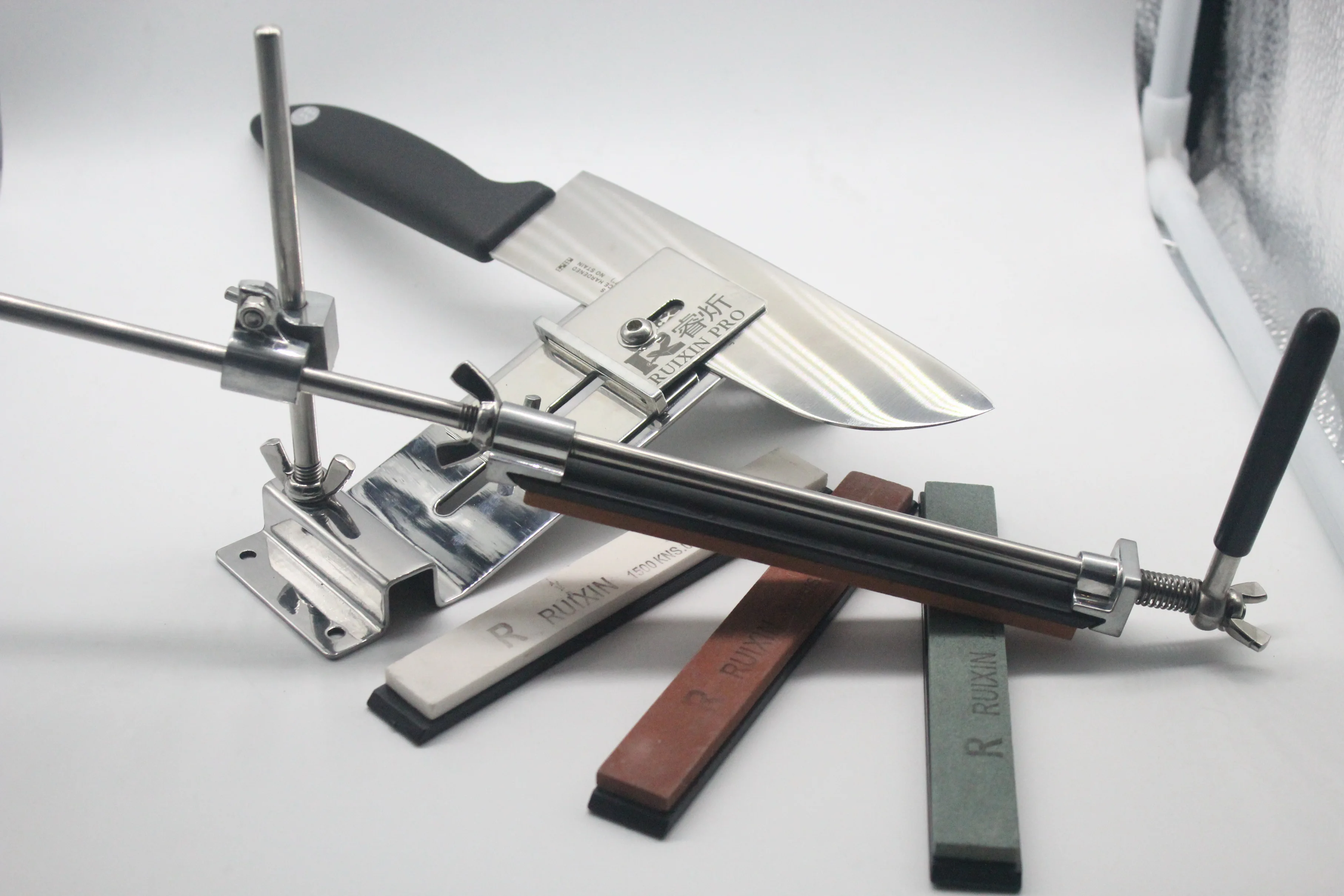 Stainless Steel Kitchen Knife Sharpener Professional Sharpening Machine Fix-angle with 4 Whetstone Sharpener Tool