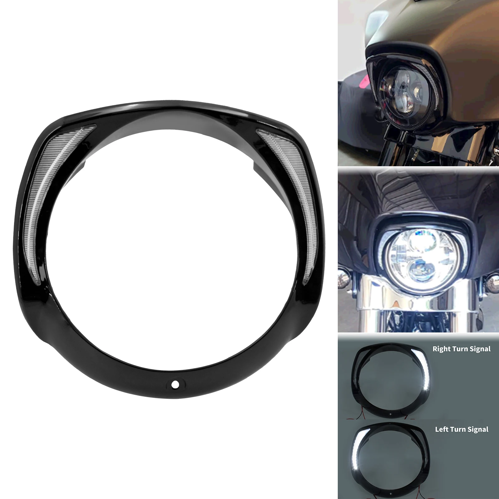 7" Visor Headlight Headlamp Trim Ring For Harley Street Glide FLHX