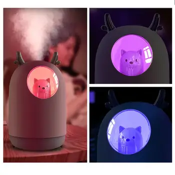 

Home Appliances USB Humidifier 300ml Cute Pet Ultrasonic Air Mist Color Cool Romantic LED Humidificador Aroma Oil Lamp Diff Y4S4
