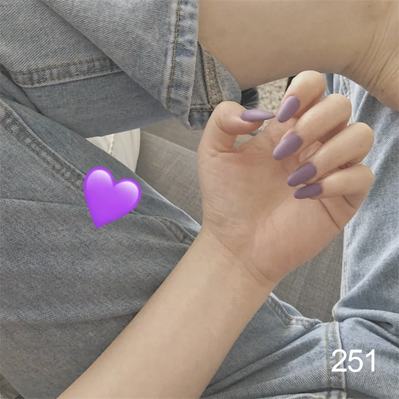 Новые одноцветные матовые надавливающие ногти, Модные Цветные ножные наконечники для ногтей для девочек, сделай сам, искусственные ногти с клеевой наклейкой на ногти - Цвет: style578