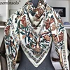 Luxury Brand 100% Twill Silk Scarf Square 130*130cm Scarf Scarves New Design Print Kerchief Women Neck Shawl Wraps Echarpe Hijab 2