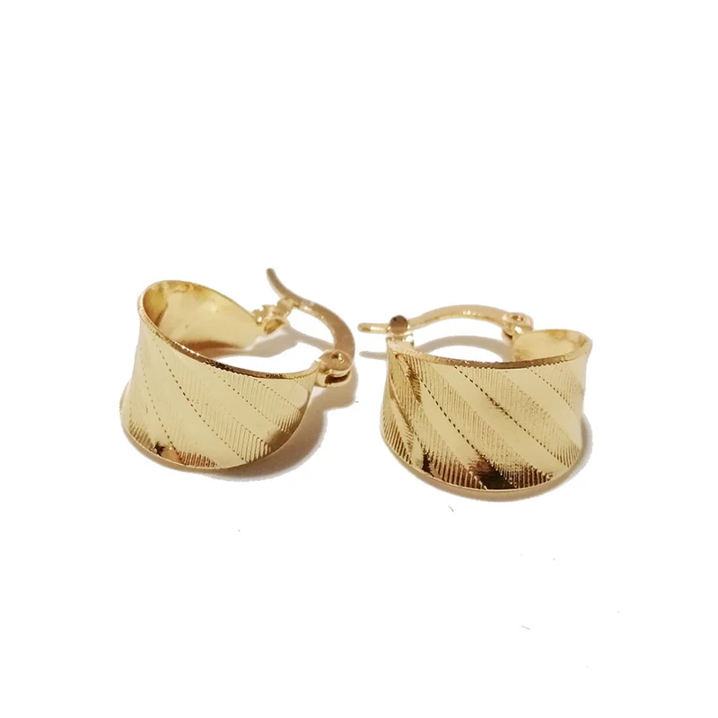 SRCOI Classic Popular Wide Small Hoop Earrings High Polish Copper Plating Twill Round Circle Earrings For Women Girl Party
