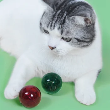 

Interactive Smooth Emerald Ball Molar Chew Toy at Bell Ball With Catnip Kitty Natural Cat Teaser Exercise Toy