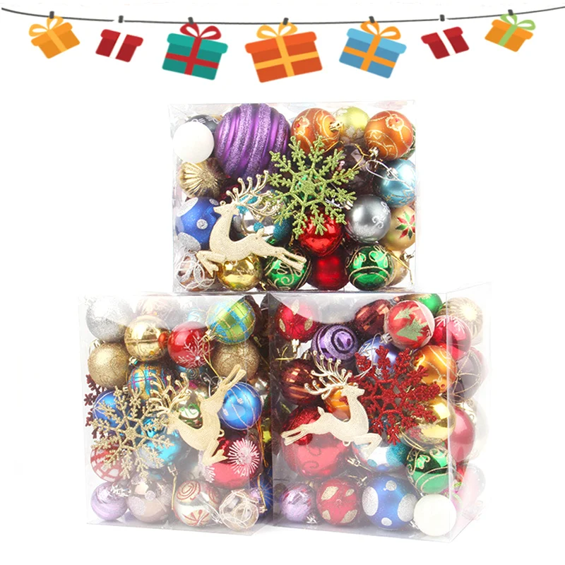 Красочные рождественские шары Рождественская елка кулон 60-70 пластиковые елочные игрушки Рождественские украшения