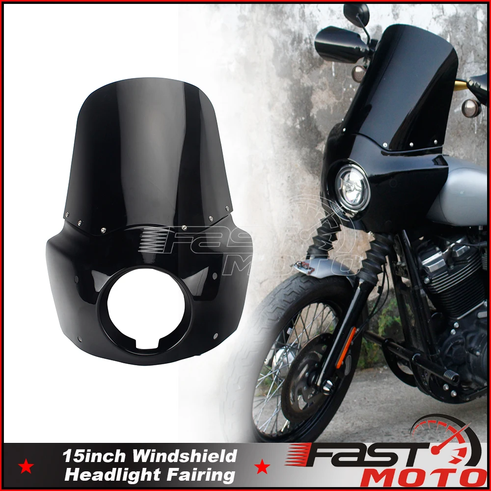 Motorcycle Headlight Fairing W/ 15'' Windshield Wind Screen Mounting