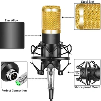 

Condenser Audio 3.5mm Wired Microphone Professional Studio Recording Microphone for Radio Singing KTV Microphone Stand