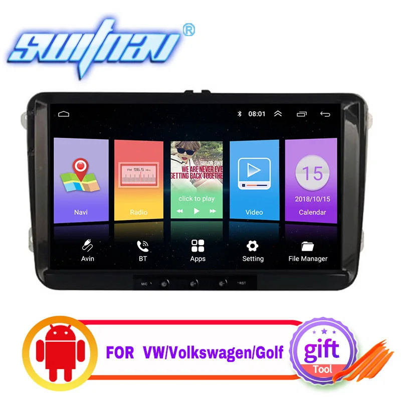 Автомобильный DVD плеер SWITNAV Android 8 1 для VW Volkswagen Golf Polo Passat b7 b6 leon Skoda Octavia Tiguan