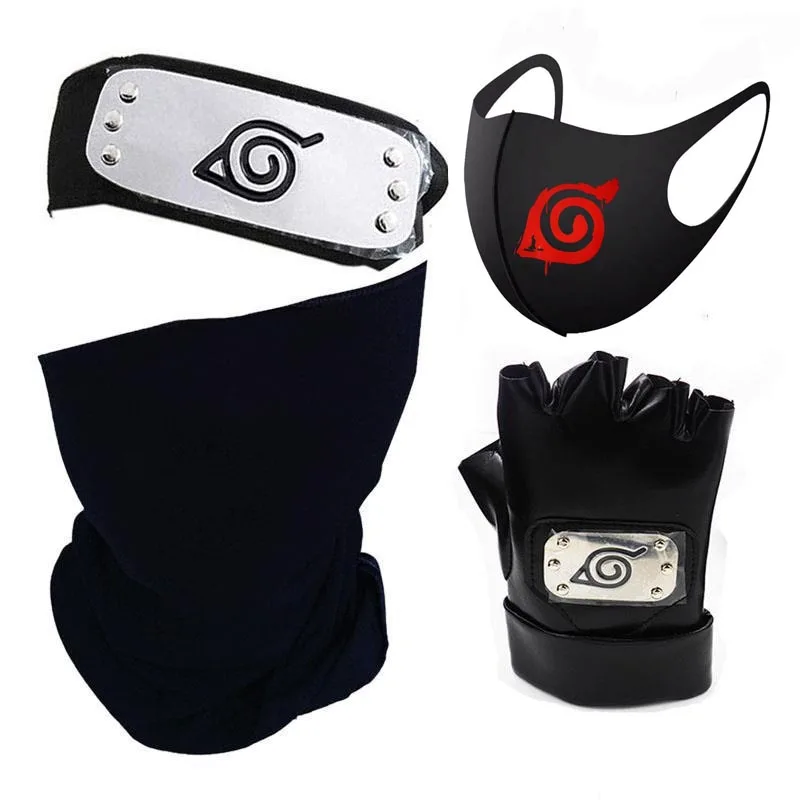 Kakashi Hatake Cosplay Props Ninja Headband Gloves Cosplay Konoha Props Shuriken Costume Accessories -