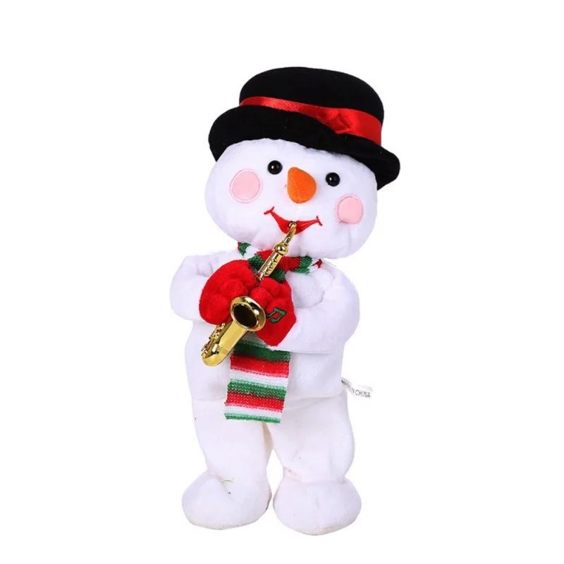Санта-Клаус/Снеговик/олень электрическая игрушка Пение Танцы с саксофоном Рождественская плюшевая кукла игрушка детский подарок Рождественское украшение