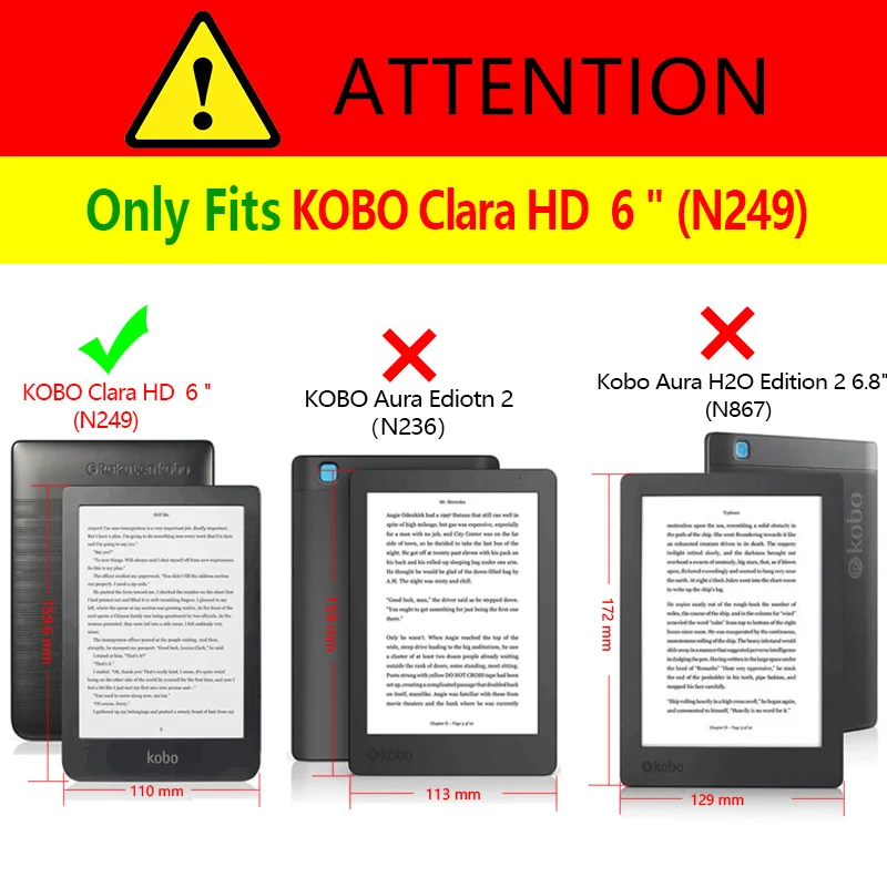 Étui léger pour liseuse Kobo Clara HD (modèle N0.25), housse de protection  en cuir PU avec fermeture magnétique, veille et réveil automatiques -  AliExpress