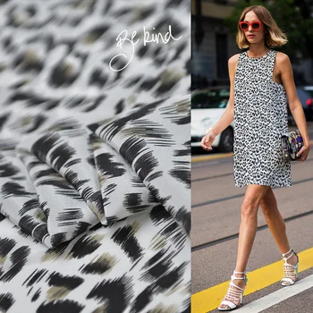 

100cm*135cm Leopard Print Telas 13 Momme Crepe De Chine Silk Fabric