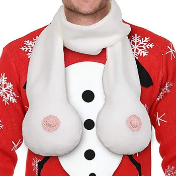 

Christmas Funny Boob Scarfs Gag Prank Christmas Gifts For Women/Girl/Men/Boy Bachelor Bachelorette Ugly Novelty Sjaals Voor