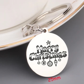 

Merry Christmas Dangle Round Keychain Stocking Stuffer For Christmas Tree Decoration Gift Charm Christmas Jewelry