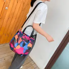 Сумка для покупок сумки-шопперы для женщин сумка на плечо модный тренд Повседневный принт Водонепроницаемая нейлоновая ткань Оксфорд сумка#2N18