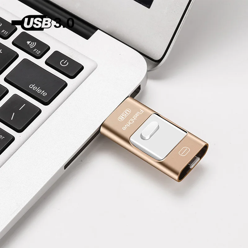 Горячее предложение 3в1 128 Гб 64 ГБ 32 ГБ 16 ГБ 8 usb-флэш, совместимо с ПК и смартфоном 3,0 OTG накопитель USB флэш-накопители для iPhone для iPad для iPod и Android телефона