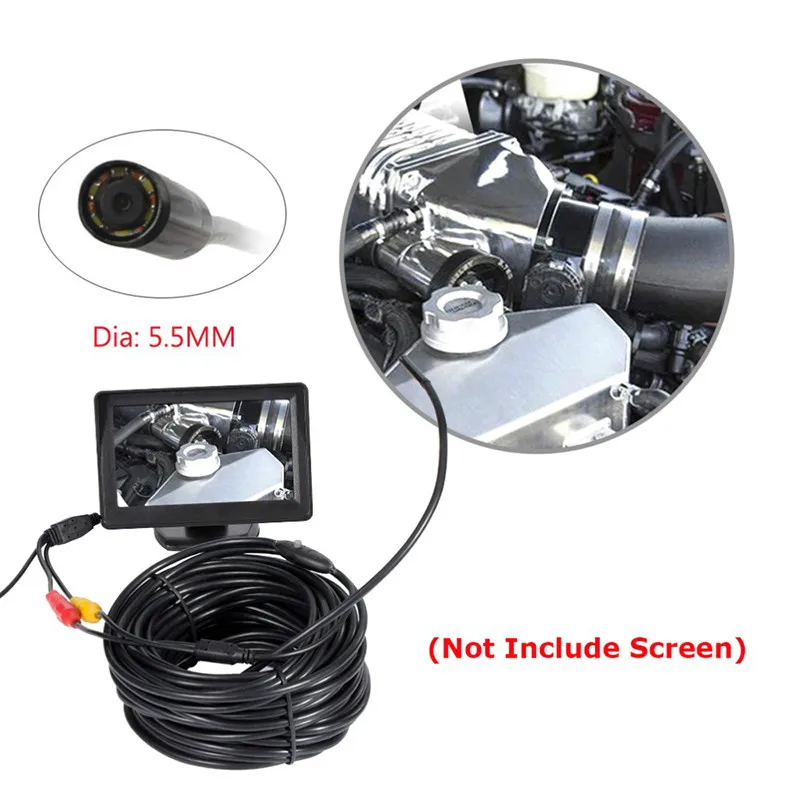 5,5 мм линза эндоскопа камера 1 м/5 м/10 м/15 м/20 м длина 12 В Мини NTSC Водонепроницаемая Инспекционная камера-бороскоп змеиная труба