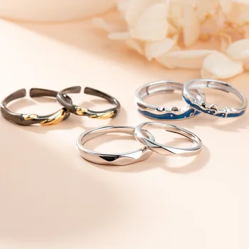

Couples Ring Fine Silver Pair Simple Men and Women Paragraph Valentine's Day Lovers' Day Gift Anniversary Adjustable Adjustment